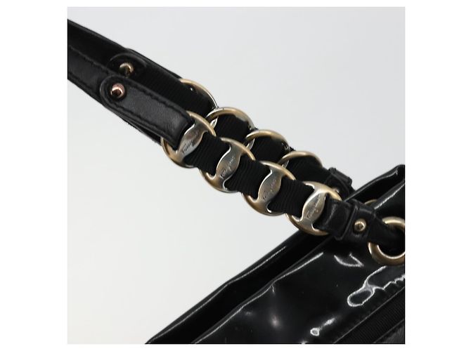 Borsa a mano Salvatore Ferragamo in pelle verniciata nera e oro Auth ka4036 Nero D'oro - vista 10