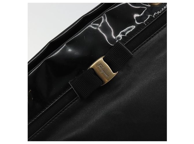 Borsa a mano Salvatore Ferragamo in pelle verniciata nera e oro Auth ka4036 Nero D'oro - vista 17