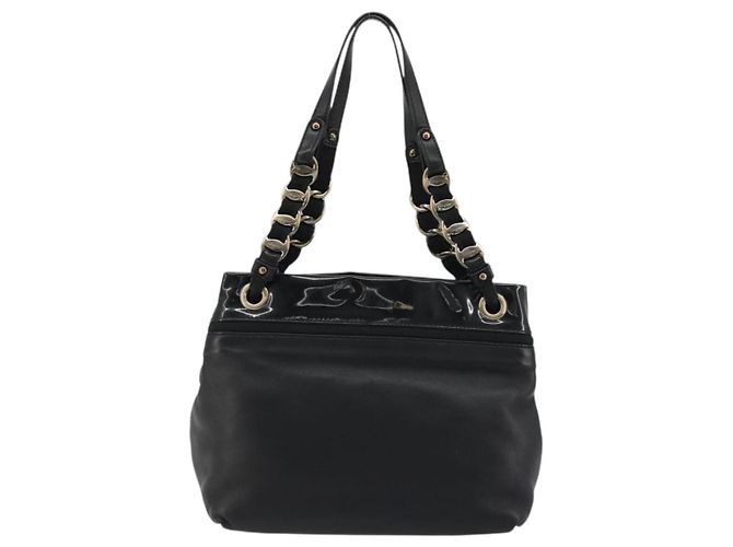 Borsa a mano Salvatore Ferragamo in pelle verniciata nera e oro Auth ka4036 Nero D'oro - vista 2
