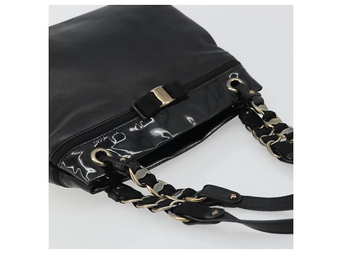 Borsa a mano Salvatore Ferragamo in pelle verniciata nera e oro Auth ka4036 Nero D'oro - vista 6