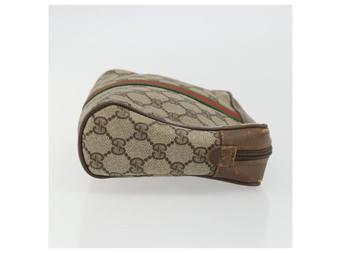 GUCCI GG Supreme Web Sherry Line Clutch Bag PVC Beige Rosso 89 01 012 Auth am11316 - vista 4
