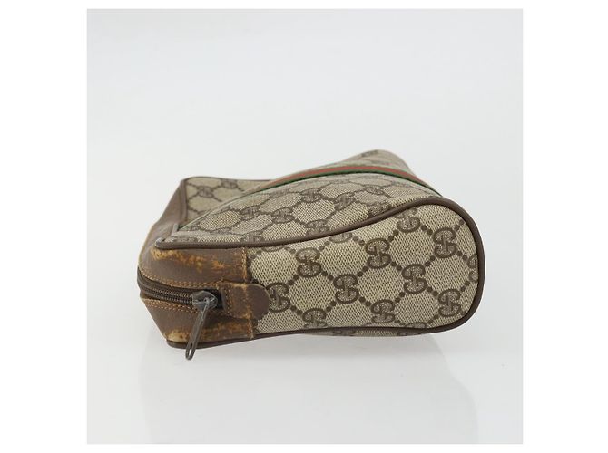 GUCCI GG Supreme Web Sherry Line Clutch Bag PVC Beige Rosso 89 01 012 Auth am11316 - vista 5