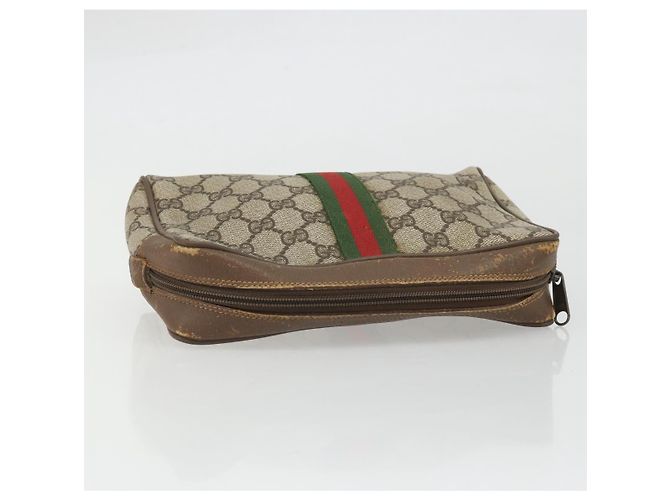 GUCCI GG Supreme Web Sherry Line Clutch Bag PVC Beige Rosso 89 01 012 Auth am11316 - vista 6