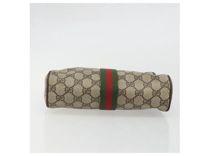 GUCCI GG Supreme Web Sherry Line Clutch Bag PVC Beige Rosso 89 01 012 Auth am11316 - vista 7
