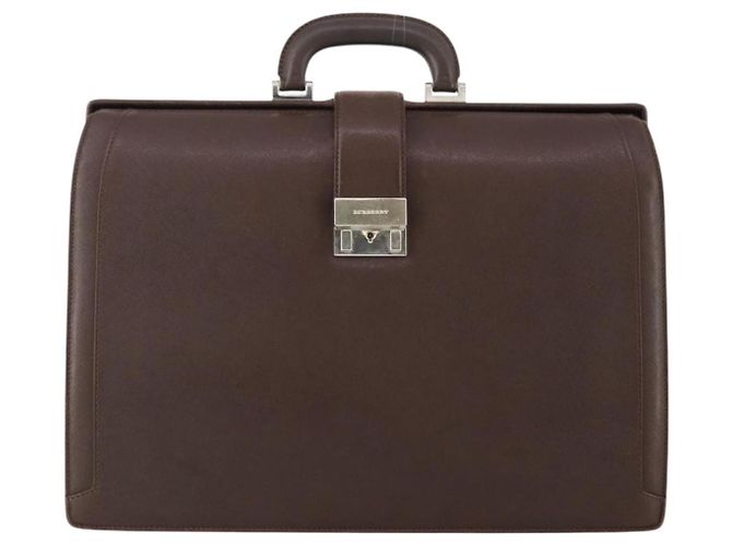 Borsa da lavoro in pelle marrone e argento Burberry Auth bs34224 - vista 13