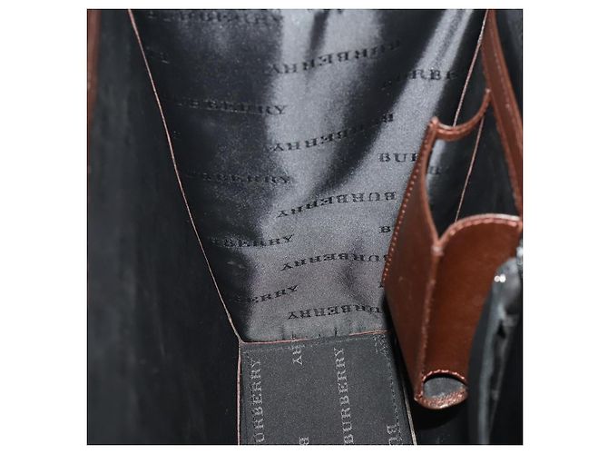 Borsa da lavoro in pelle marrone e argento Burberry Auth bs34224 - vista 19