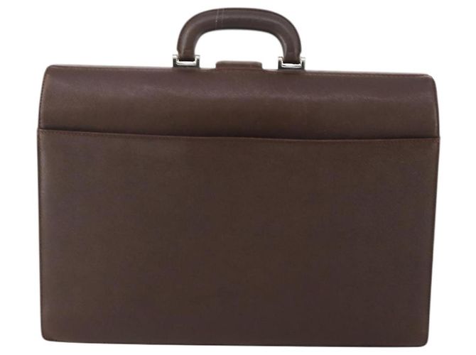 Borsa da lavoro in pelle marrone e argento Burberry Auth bs34224 - vista 2