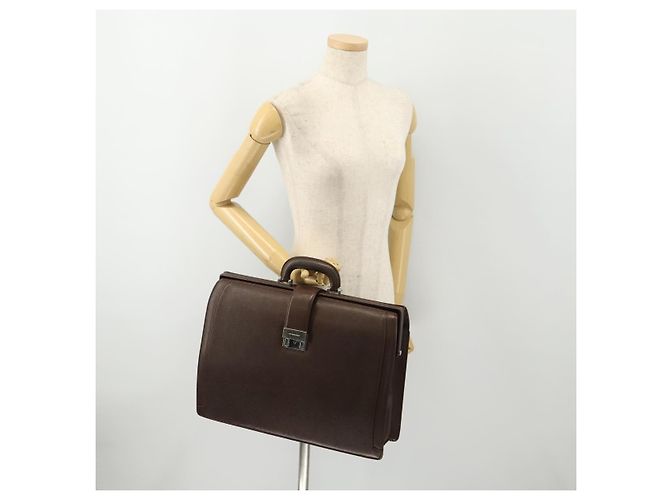 Borsa da lavoro in pelle marrone e argento Burberry Auth bs34224 - vista 22