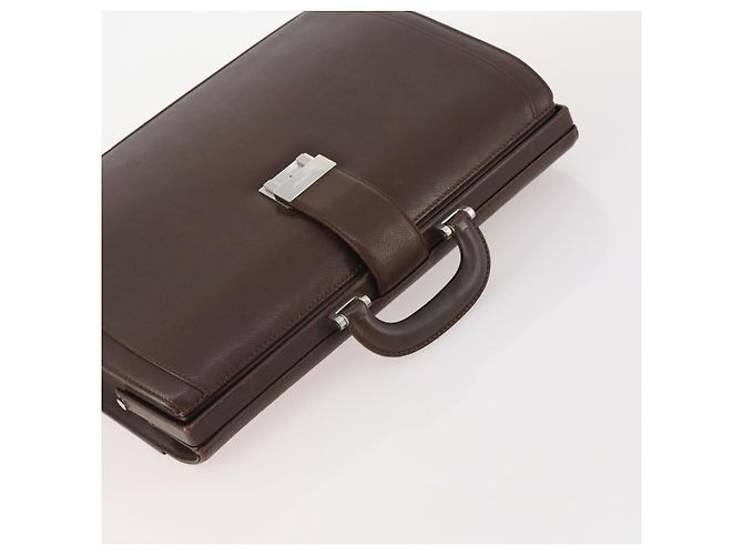 Borsa da lavoro in pelle marrone e argento Burberry Auth bs34224 - vista 6