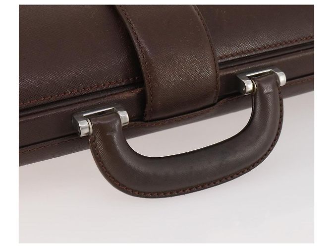 Borsa da lavoro in pelle marrone e argento Burberry Auth bs34224 - vista 7