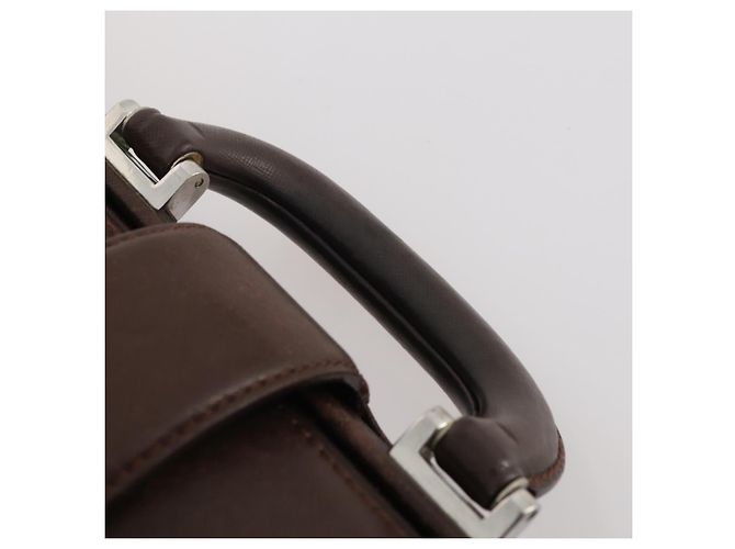 Borsa da lavoro in pelle marrone e argento Burberry Auth bs34224 - vista 8