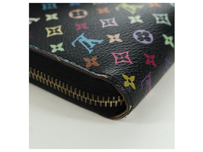 LOUIS VUITTON Monogram Multicolor Zippy Wallet Black M60243 LV Auth BA12070V - view 15