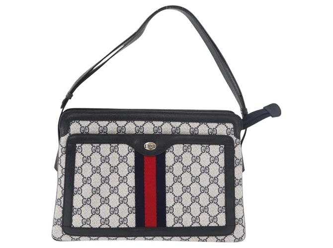 Gucci GG Supreme Sherry Line Schultertasche PVC Marine Gold 904 02 013 Auth 176719 Golden Marineblau - Ansicht 13