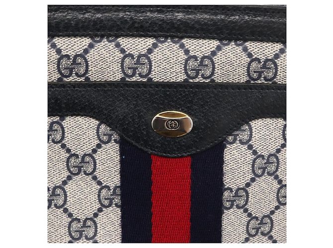 Gucci GG Supreme Sherry Line Schultertasche PVC Marine Gold 904 02 013 Auth 176719 Golden Marineblau - Ansicht 18
