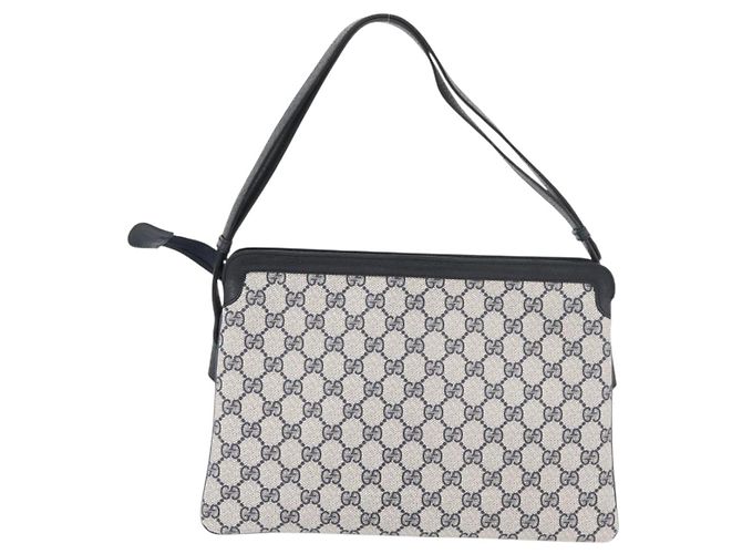 Gucci GG Supreme Sherry Line Schultertasche PVC Marine Gold 904 02 013 Auth 176719 Golden Marineblau - Ansicht 2