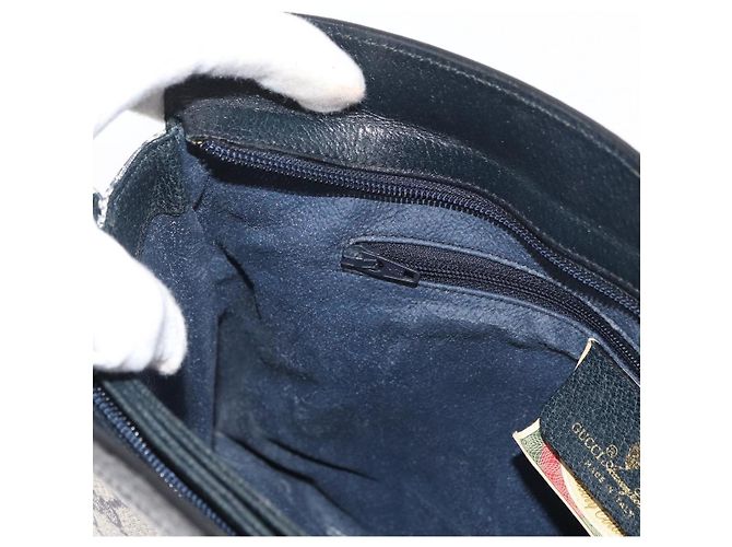 Gucci GG Supreme Sherry Line Schultertasche PVC Marine Gold 904 02 013 Auth 176719 Golden Marineblau - Ansicht 24