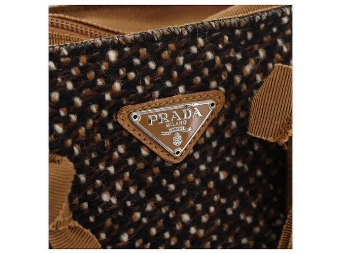 PRADA Borsa a mano in tela marrone argento Auth 175566A - Ansicht 17