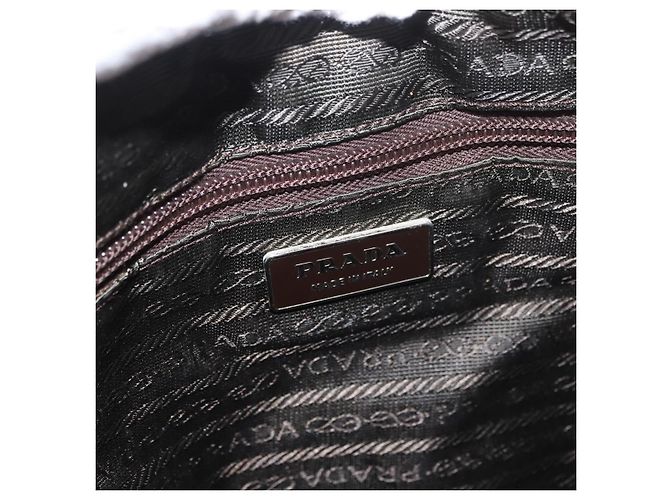 PRADA Borsa a mano in tela marrone argento Auth 175566A - Ansicht 18