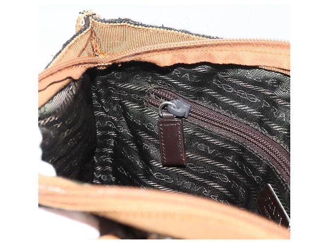 PRADA Borsa a mano in tela marrone argento Auth 175566A - Ansicht 21