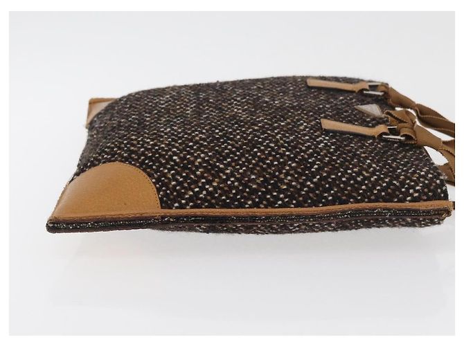 PRADA Borsa a mano in tela marrone argento Auth 175566A - vista 3