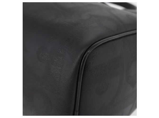 Borsa Boston Mini in Tela Trotter di Christian Dior PVC Nero Oro Auth am11408A - vista 13
