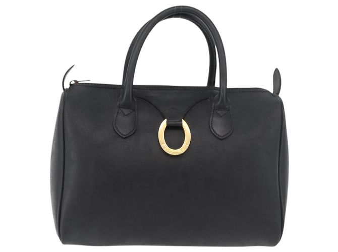 Borsa Boston Mini in Tela Trotter di Christian Dior PVC Nero Oro Auth am11408A - vista 2