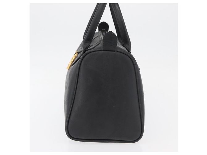 Borsa Boston Mini in Tela Trotter di Christian Dior PVC Nero Oro Auth am11408A - vista 4