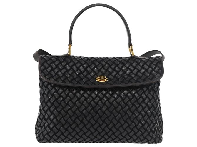 BALLY Borsa a Mano in Pelle 2 vie Nero Oro Auth YKZ1223 D'oro - vista 13