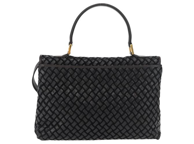 BALLY Borsa a Mano in Pelle 2 vie Nero Oro Auth YKZ1223 D'oro - vista 2