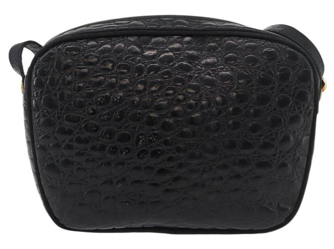 Bolso de Hombro Vala de Cuero Negro y Dorado Salvatore Ferragamo Auth ka4001 - vista 2