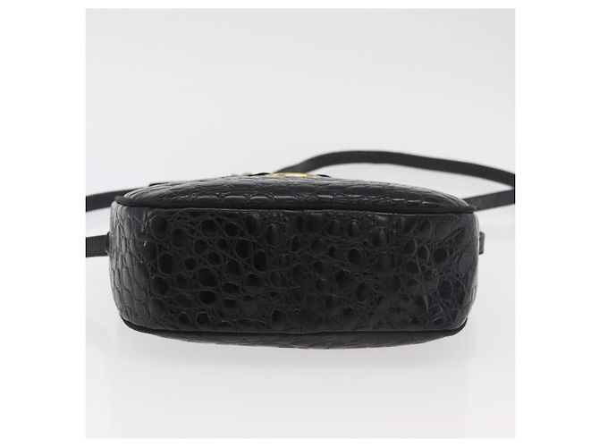 Bolso de Hombro Vala de Cuero Negro y Dorado Salvatore Ferragamo Auth ka4001 - vista 5