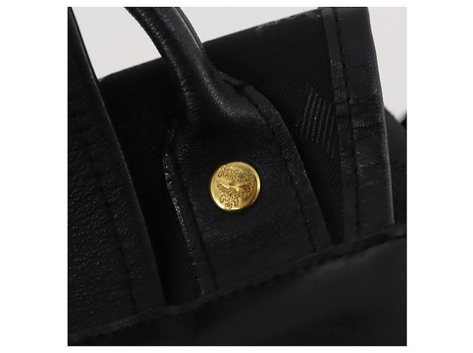 MCM Vicetos Logogram Rucksack Canvas Schwarz Gold Auth INZ047 Golden - Ansicht 16