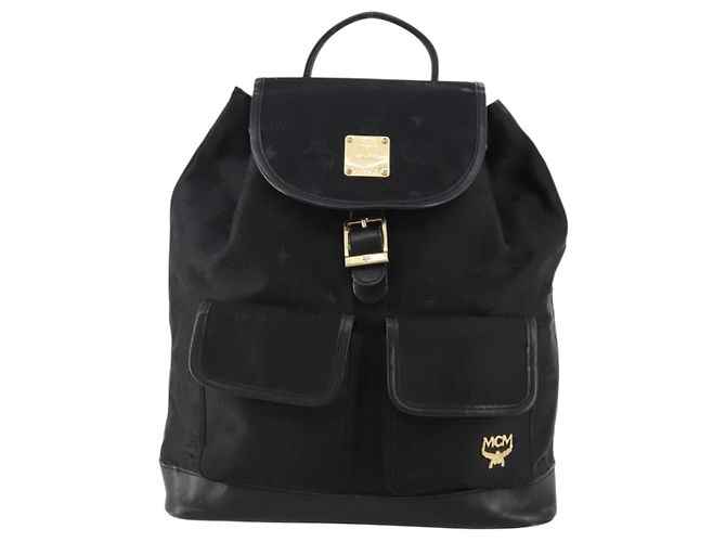 MCM Vicetos Logogram Rucksack Canvas Schwarz Gold Auth INZ047 Golden - Ansicht 2
