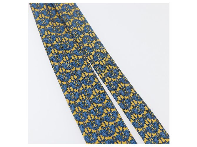 Hermès HERMES Necktie Silk Yellow Auth 174888A - view 12