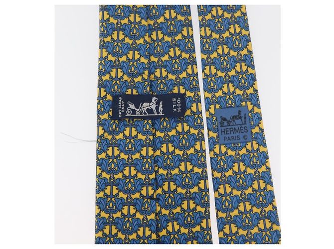 Hermès HERMES Necktie Silk Yellow Auth 174888A - view 14