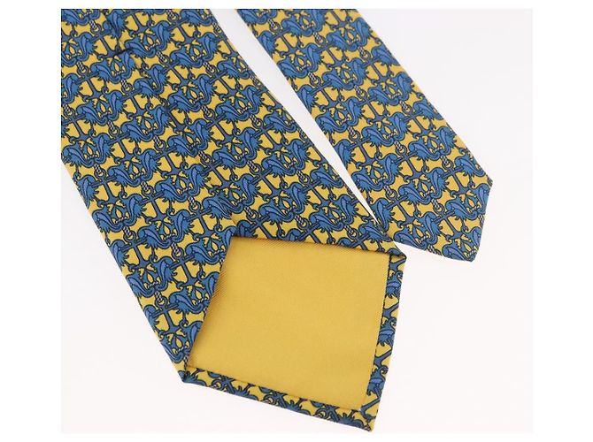 Hermès HERMES Necktie Silk Yellow Auth 174888A - view 9