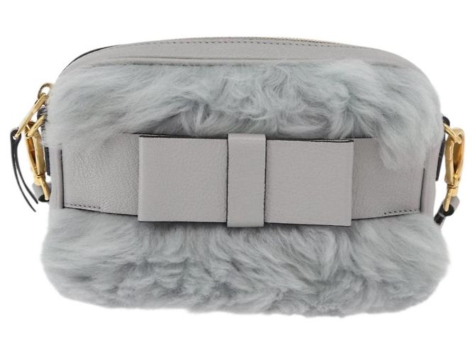 Borsa a Spalla Miu Miu in Pelliccia Grigia Oro Auth 167236M Marrone D'oro - vista 13