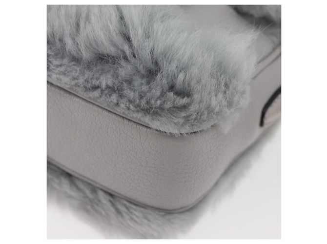 Borsa a Spalla Miu Miu in Pelliccia Grigia Oro Auth 167236M Marrone D'oro - vista 15