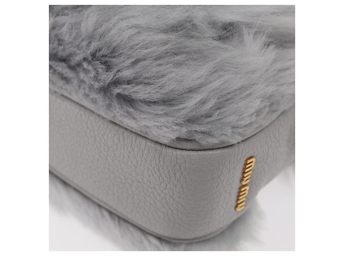 Borsa a Spalla Miu Miu in Pelliccia Grigia Oro Auth 167236M Marrone D'oro - vista 17