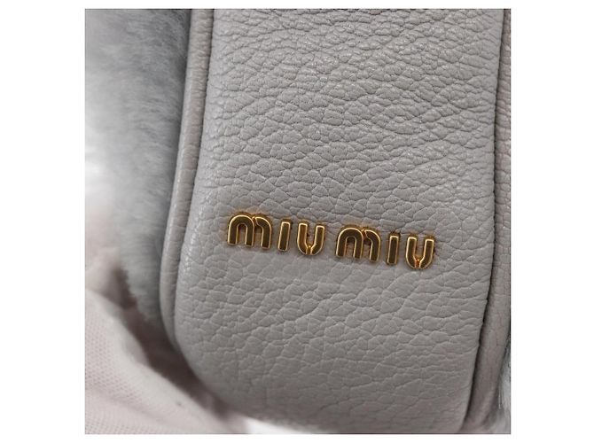 Borsa a Spalla Miu Miu in Pelliccia Grigia Oro Auth 167236M Marrone D'oro - vista 18