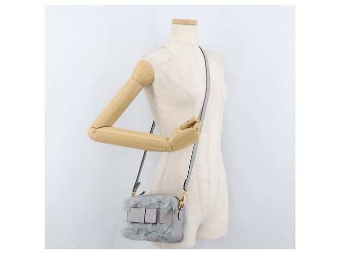 Borsa a Spalla Miu Miu in Pelliccia Grigia Oro Auth 167236M Marrone D'oro - vista 23