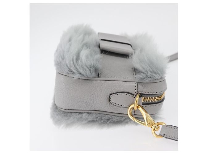 Borsa a Spalla Miu Miu in Pelliccia Grigia Oro Auth 167236M Marrone D'oro - vista 3