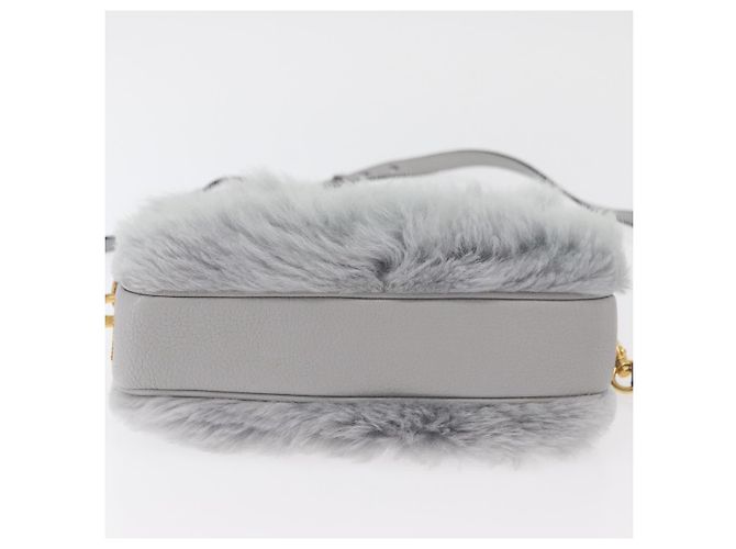 Borsa a Spalla Miu Miu in Pelliccia Grigia Oro Auth 167236M Marrone D'oro - vista 5