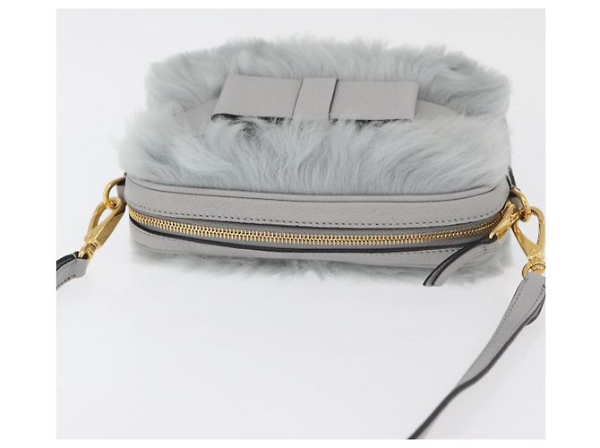 Borsa a Spalla Miu Miu in Pelliccia Grigia Oro Auth 167236M Marrone D'oro - vista 6