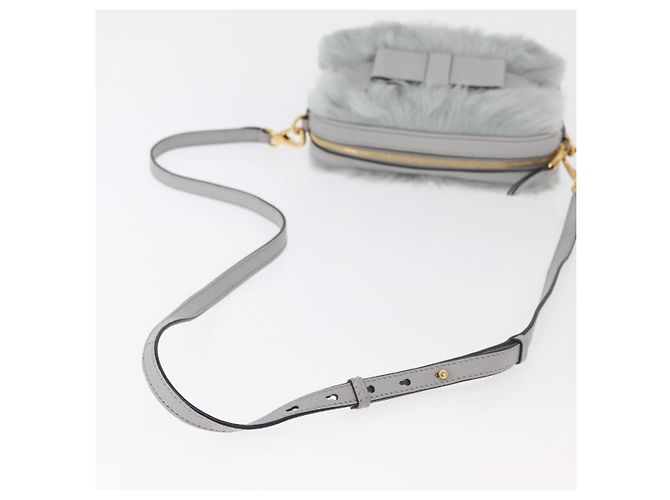 Borsa a Spalla Miu Miu in Pelliccia Grigia Oro Auth 167236M Marrone D'oro - vista 7
