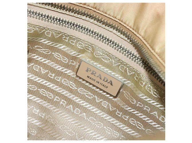 Borsa Tote PRADA Nylon Beige Argento Auth YKZ1525A - vista 20