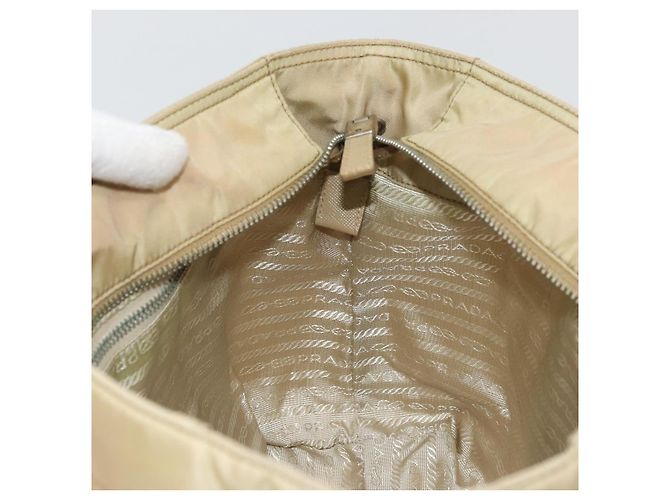 Borsa Tote PRADA Nylon Beige Argento Auth YKZ1525A - vista 21