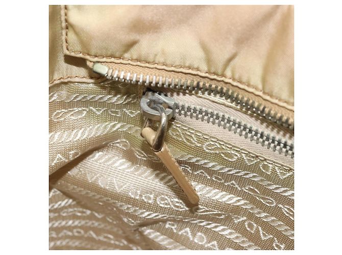 Borsa Tote PRADA Nylon Beige Argento Auth YKZ1525A - vista 23