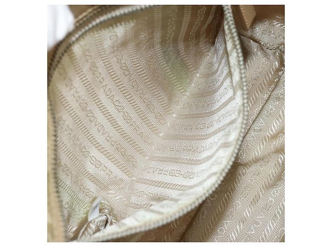 Borsa Tote PRADA Nylon Beige Argento Auth YKZ1525A - vista 24