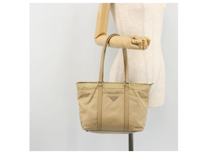 Borsa Tote PRADA Nylon Beige Argento Auth YKZ1525A - vista 25